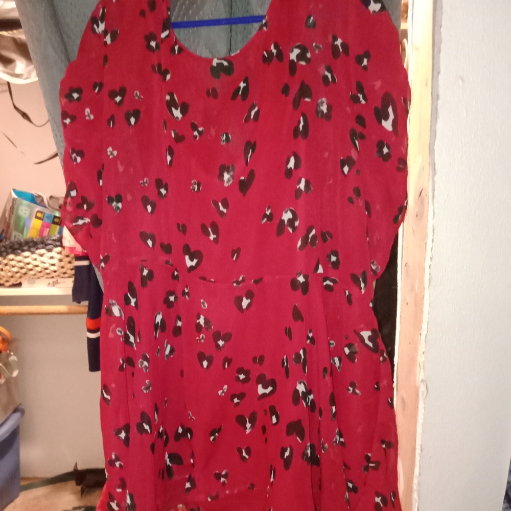 Red Girls size large dress with cheetah print